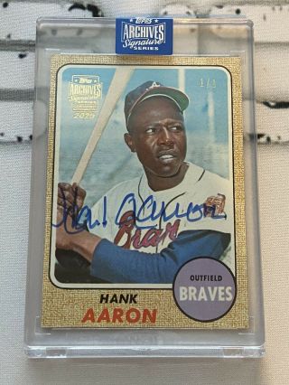 One Of One 2020 Topps Archives Signature Series Hank Aaron Auto 1/1 Braves Rare
