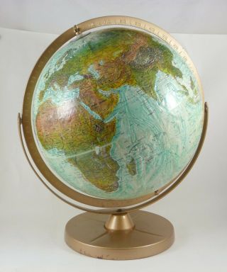 Replogle World Ocean Series 12 " Globe Natural Color Topographical Land/sea 1978
