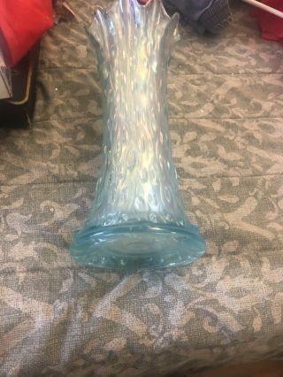 rare Ice Blue carnival glass Tree Bark Large Vase 4