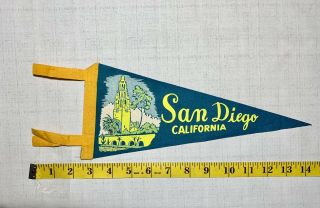 Vintage 1960’s San Diego California Soft Felt Pennant Souvenir Rare Fluorescent