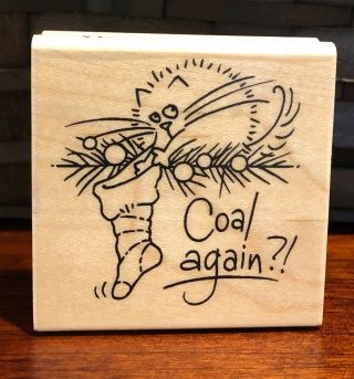 Stampendous Fluffles The Cat Fluffles Stocking Rubber Stamp Kitty Rare Retired