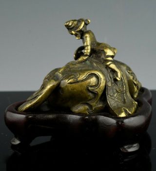 VERY RARE CHINESE BRONZE BUDDHIST FU LION FIGURE SCROLL WEIGHT MING QING DYNASTY 3
