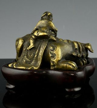 VERY RARE CHINESE BRONZE BUDDHIST FU LION FIGURE SCROLL WEIGHT MING QING DYNASTY 4
