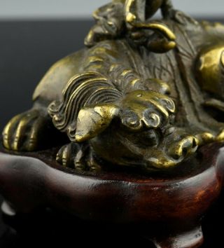 VERY RARE CHINESE BRONZE BUDDHIST FU LION FIGURE SCROLL WEIGHT MING QING DYNASTY 6
