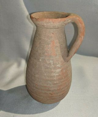 Antique Roman Jug Pottery Terracotta Vessel Ribbed Linear Groove Read
