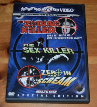 The Zodiac Killer/the Sex Killer/zero In And Scream Dvd Something Weird Rare Oop