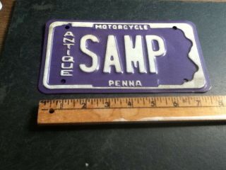License Plate Tag Vintage Pennsylvania Sample Antique Motorcycle Rustic Usa