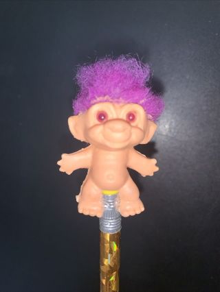 Vintage 1964 Troll Doll Pencil Topper Purple Hair