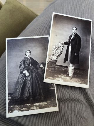 2 Rare 1860’s Cdv Photos Oroville California Man & Woman By Kusel