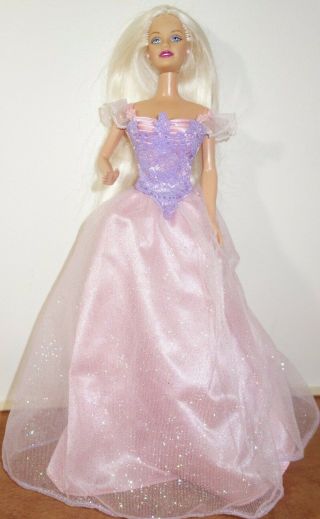 Vintage Mattel Barbie Doll Pink Purple Princess Dress Ball Gown