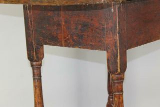 RARE 18TH C WILLIAM AND MARY STRETCHER BASE TAVERN TABLE IN RED PAINT 3