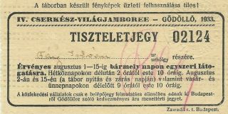 1933 Boy Scout World Jamboree Hungary Ticket Any Day - Rare