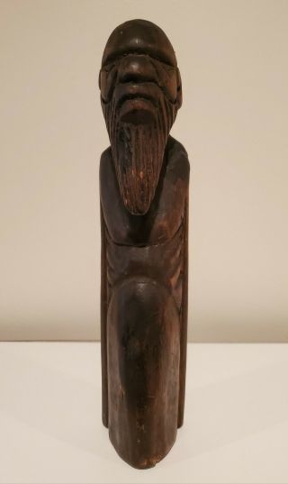 Vtg Antique Hand Carved Wooden African Tribal Man Art Tiki Hawaiian