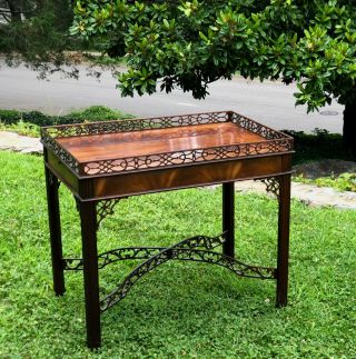 Rare Vintage Baker Collectors Edition Chippendale Mahogany Tea Table W/gallery