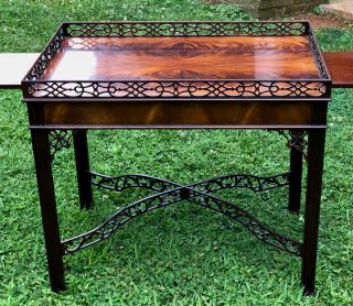 RARE VINTAGE BAKER COLLECTORS EDITION CHIPPENDALE MAHOGANY TEA TABLE W/GALLERY 5