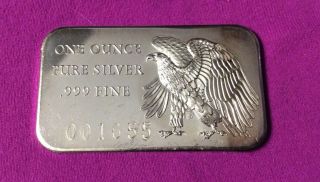 Rare Vintage 1 Oz.  Silver Art Bar: Eagle 200 Yrs Of Independence