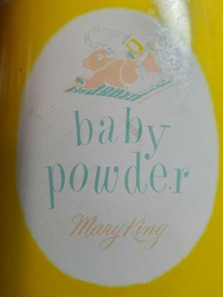 Vintage J.  R.  Watkins Mary King Baby Powder Tin 5 1/2 " Rare