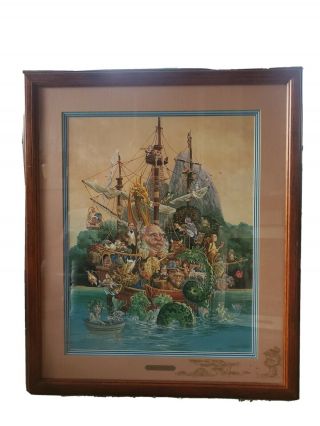James Christensen " The Voyage Of The Basset " Rare Double Signed And Framed