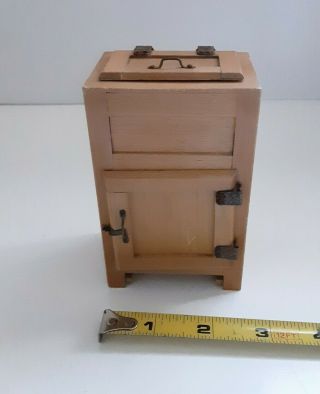 Vintage Dollhouse Furniture Wood Ice Box Refrigerator Fridge