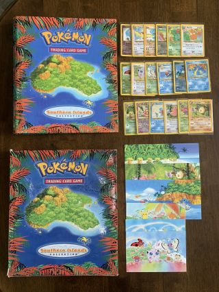 Pokemon Southern Islands Complete Set With Binder & Postcards (18/18) Near