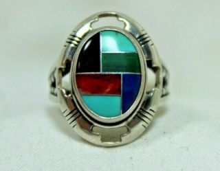 Relios Carolyn Pollack 925 Sterling Silver Turquoise Onyx Malachite Ring Sz6