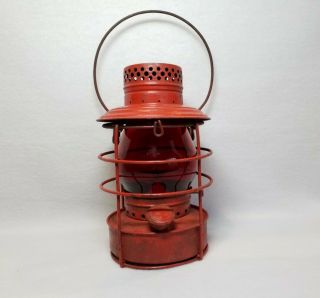 Antique Handlan Red Railroad Lantern St Louis Ohio