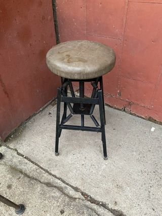 Rare 1900s Spring Seat Industrial Stool Chair OSH CABINETE CO.  Dayton Oh Desk 2