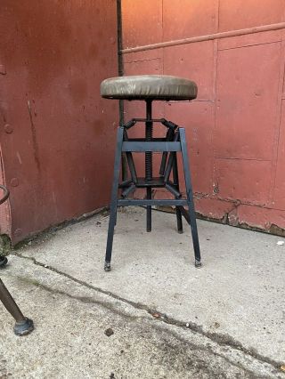 Rare 1900s Spring Seat Industrial Stool Chair OSH CABINETE CO.  Dayton Oh Desk 5