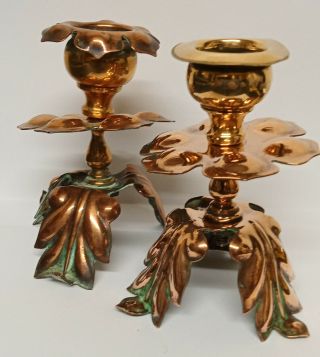 Arts & Crafts Copper/ Brass Candlesticks