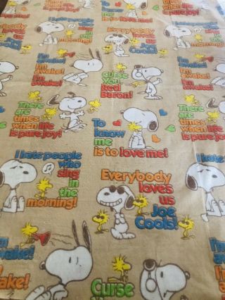 Vintage Rare Chatham Peanuts Snoopy Joe Cool & Woodstock Bed Blanket 86x65