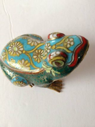 Rare Vintage Chinese Cloisonne Enamel Lucky Frog Figurine
