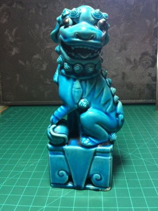 Vintage Antique Turquoise Blue Glaze Chinese Foo Dog 6 1/2 " Estate Find