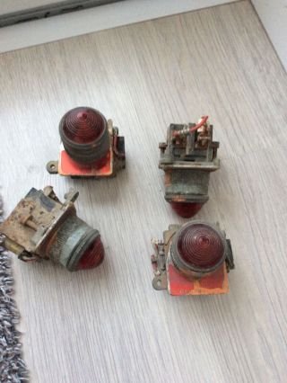 4 Vintage Industrial Warning Lights Red Overload Tripped