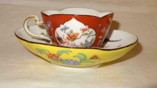 Rare 19th Century Meissen German Porcelain Chinoiserie Cup & Saucer