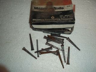 Rare Find 1 Lb Box Wheeling La Belle Hardened Masonry Nails Size 6 Square Cut 2 "