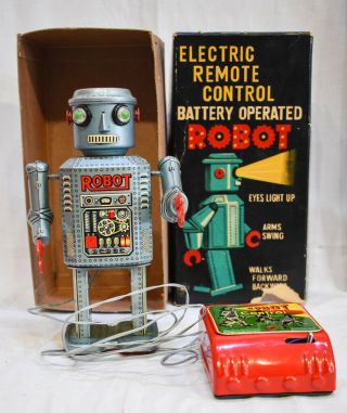 Masudaya R - 35 Robot Orig Box Remote Control Vintage Rare 1950s/60s Japan