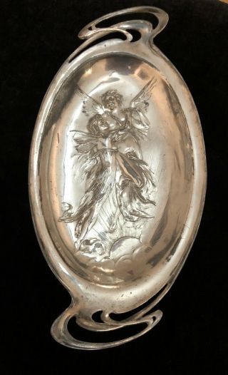 Art Nouveau Jugendstil Silver Plate Tray Angel Wmf? Christofle? C 1905 - 10