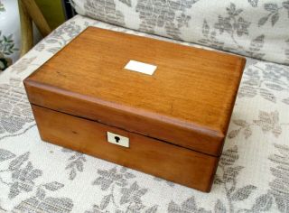 Edwardian Mahogany Sewing/jewellery Box,  Tray With Pin Cushion,  Red Lined Int 
