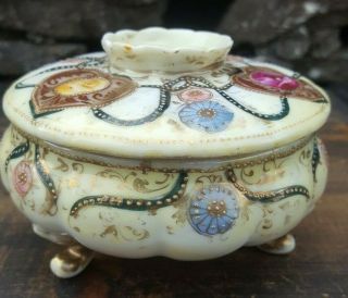 Antique Hand Painted Pointed Royal Kinran Nippon,  Porcelain Decorative Lidded Di