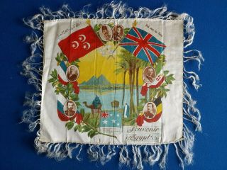 Antique Ww1 George V Printed Silk Square - Souvenir Of Egypt - Cushion Cover?
