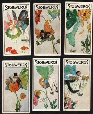 Butterfly People Rare Series 494 Stollwerck German Card Set 1911 Insect Flowers