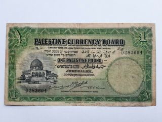 Palestine 1 Pound 1929,  Series D,  P - 7b,  F / Vf,  Rare