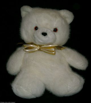 13 " Vintage 1984 Dakin White Baby Teddy Bear Stuffed Animal Plush Toy Soft W Bow