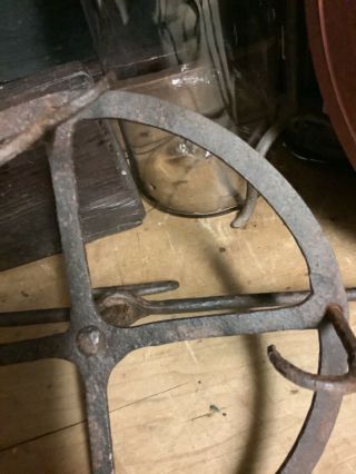 Rare 18th century forged iron rotating bird roaster England 6
