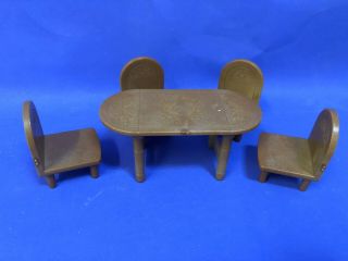 Sylvanian Families Suite Old Oak Hollow Tree House Table,  Chair Set Dining Room