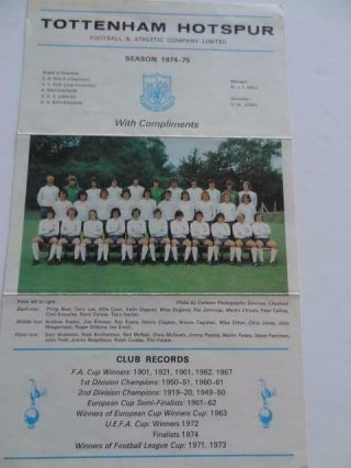 Tottenham Hotspur Fc Spurs 1974 - 75 Rare Autograph Sheet