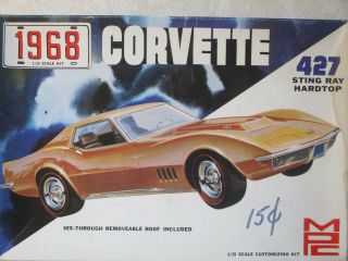 Vintage Plastic Model Kit 1/25 Scale Mpc 1968 Chevrolet Corvette 427 Sting Ray