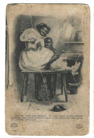 Old Vintage Antique Cartoon Postcard Black Americana Detroit Publishing