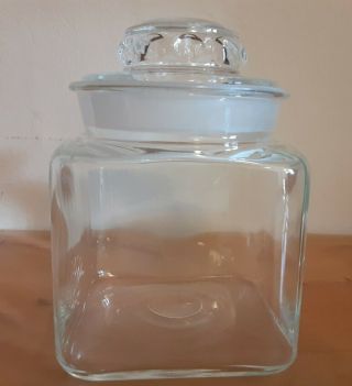 Vintage Dakota Clear Glass Canister Apothecary Candy Jar Ground Lid/neck 6 1/2 "
