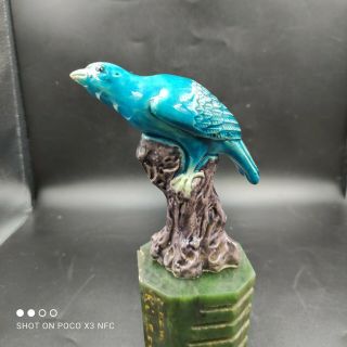 Antique Chinese Porcelain Bird Figure Turquoise With Mark